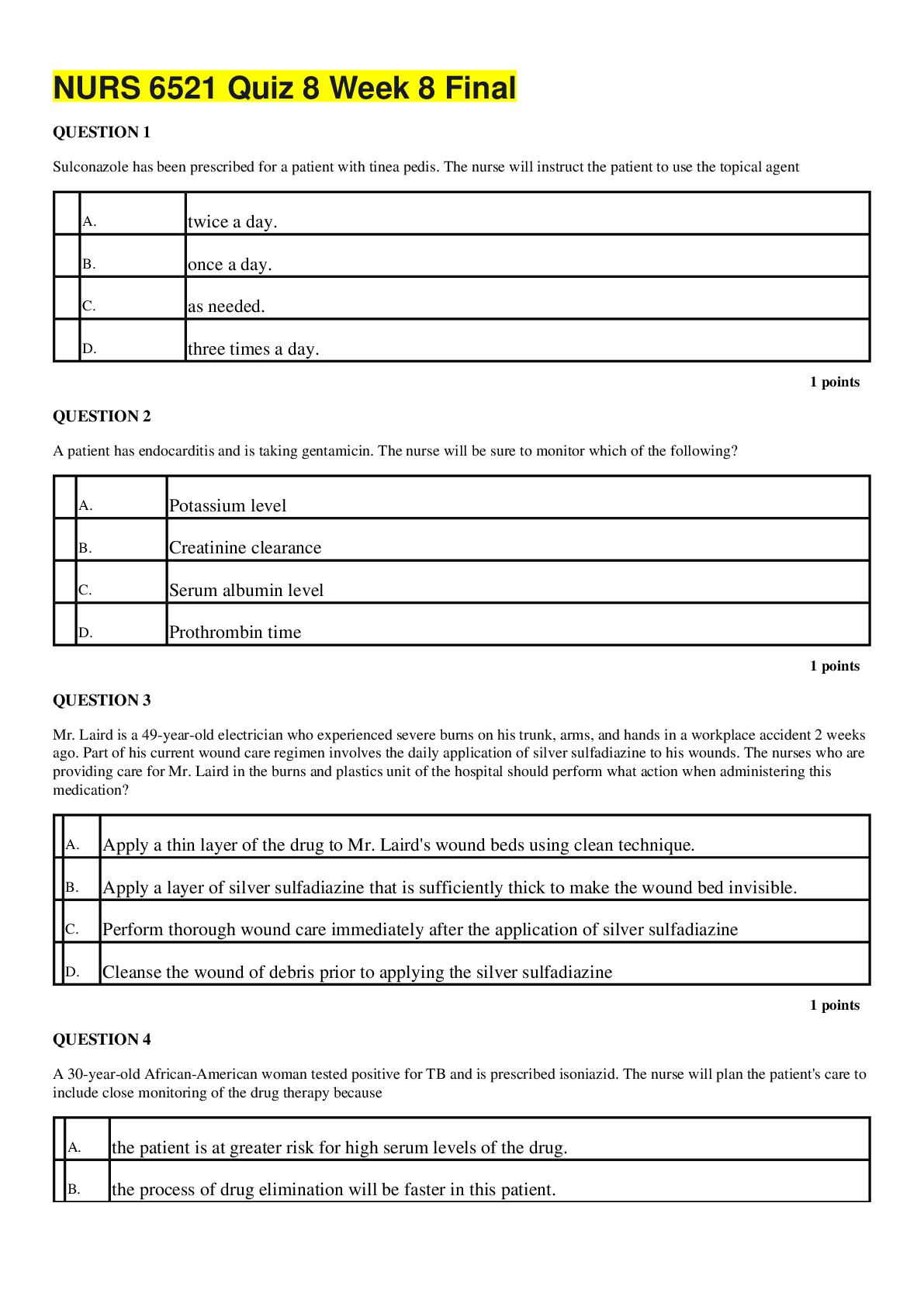 Preview image for NURS 6521 Quiz 8 Week 8 Final